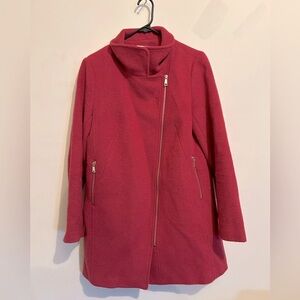 LOFT Pink Coat with Asymmetrical Zip
